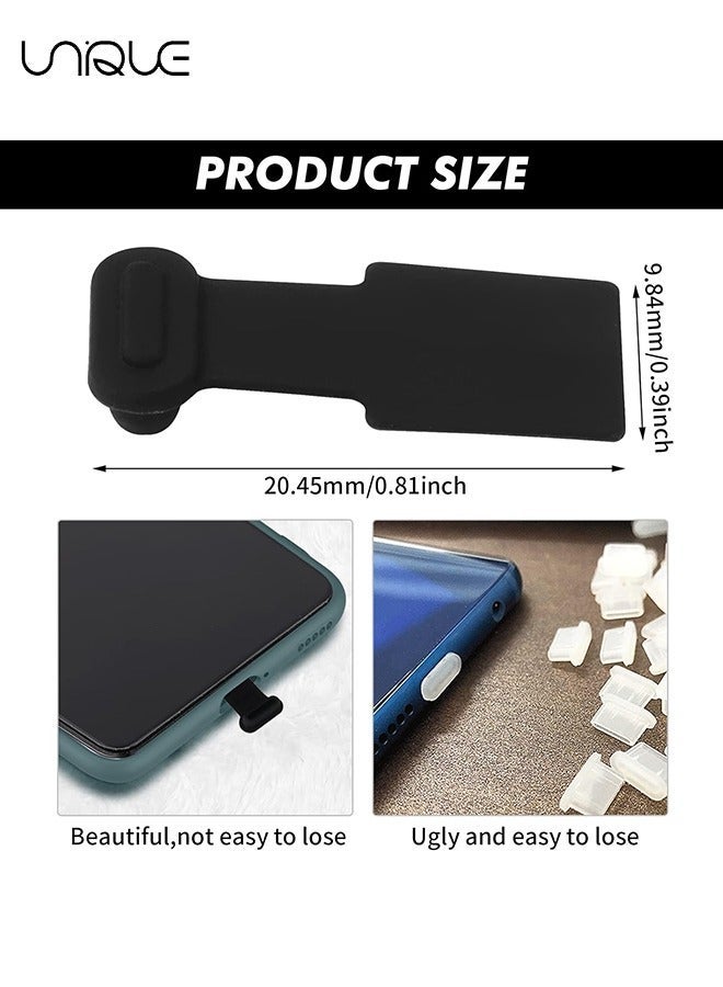 Unique 3pcs USB Type C Anti-Lost Anti Dust Plugs, Dust Cover Port Plugs Protection Compatible with iPhone 15 Samsung Galaxy S21/S20/S22 Ultra Huawei for All Type-C Smartphone and Tablet - Black - Image 2