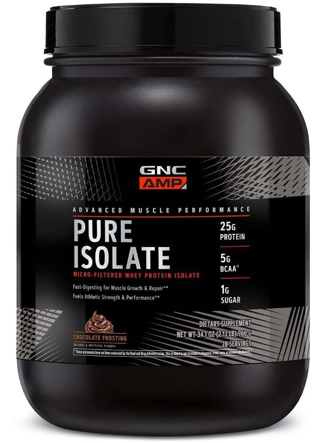 GNC AMP Pure Isolate 28 Svg [Chocolate Frosting 28 Oz  - Image 1