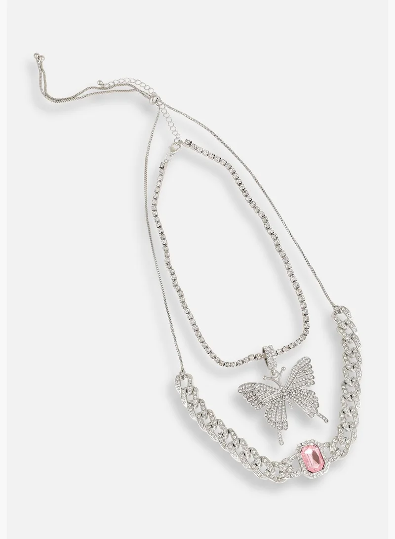 SOHI Silver Plated Designer Stone Casual Necklace For Women