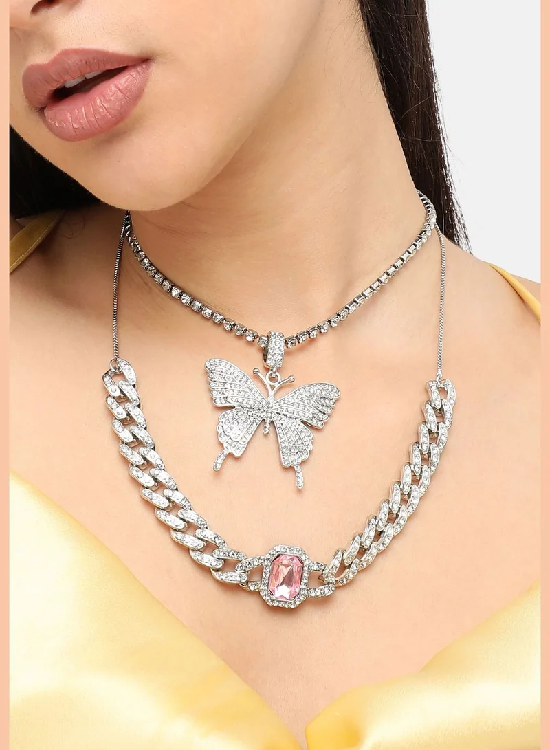 SOHI Silver Plated Designer Stone Casual Necklace For Women