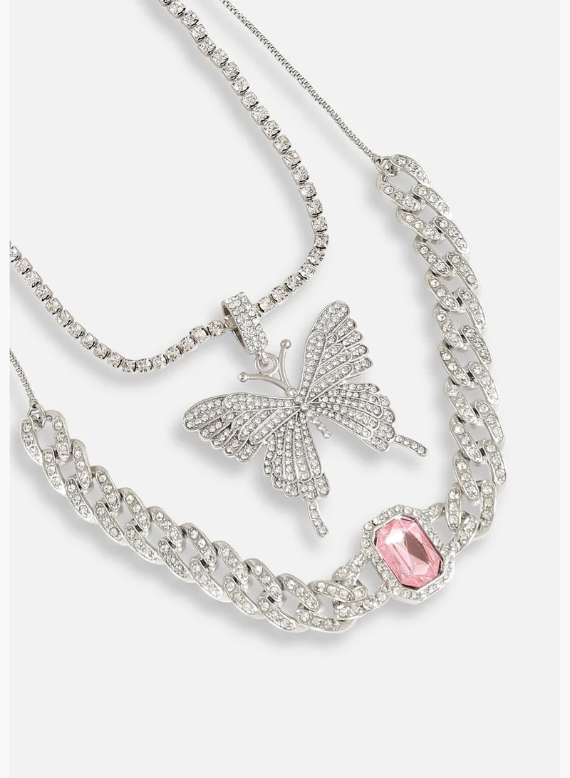 SOHI Silver Plated Designer Stone Casual Necklace For Women