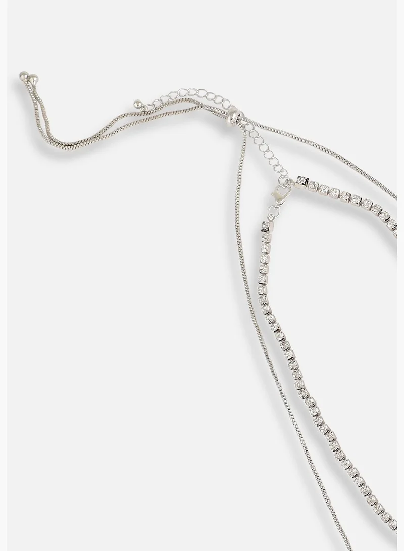 SOHI Silver Plated Designer Stone Casual Necklace For Women