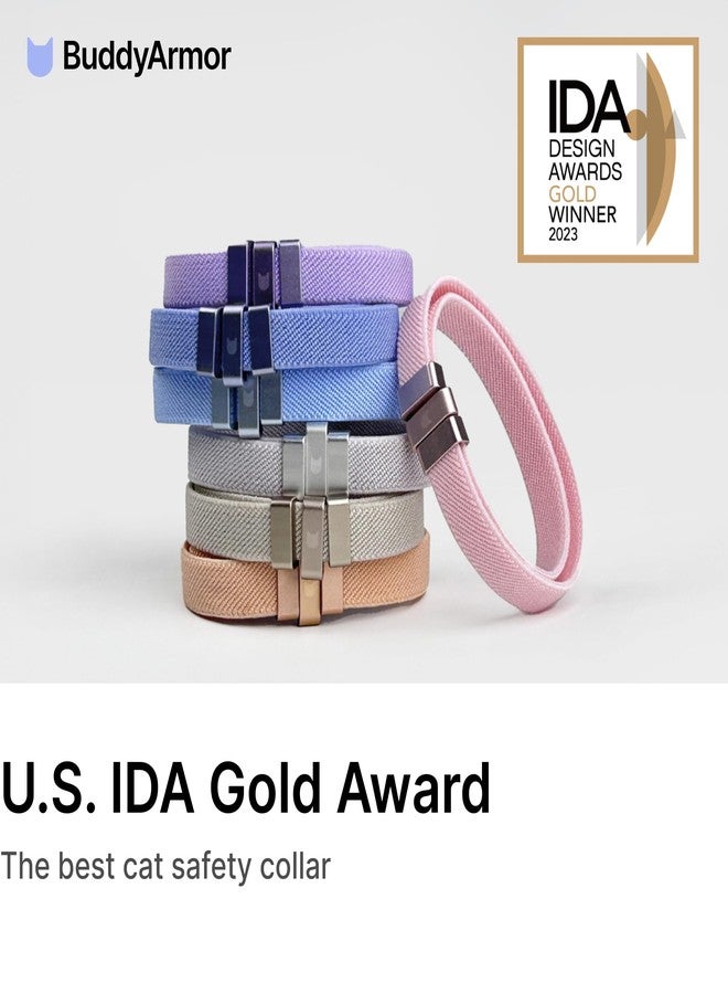 BuddyArmor Safety Cat Collar - U.S. IDA Gold Awarding Design, Stretch Elastic Quick Release, Non Breakaway - Light Weight for Kitten, Neck Fit 5.9'-11.8' for All Small Large Cat,S(Sierra Blue) - Image 3