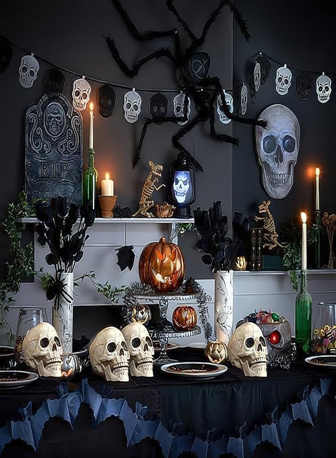 CUNHUYSmall Skulls Halloween Decor, 5 Inch Plastic Fake Skeletons, Mini Skulls for Crafts Outdoor Halloween Decorations, Realistic Miniature Human Skull Heads (8) - Image 3