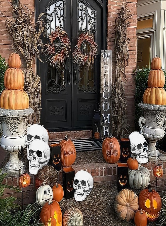 CUNHUYSmall Skulls Halloween Decor, 5 Inch Plastic Fake Skeletons, Mini Skulls for Crafts Outdoor Halloween Decorations, Realistic Miniature Human Skull Heads (8) - Image 4
