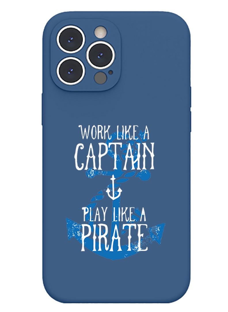 Theodor - Protective Slim Fit Case Liquid Silicone Cover with Full Body Protection Anti-Scratch Shockproof Case For iPhone 12 Pro Max Blue  - Work like a Captain white copy - Image 1