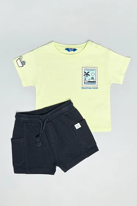 أر أند بي Printed T-Shirt & Shorts Set