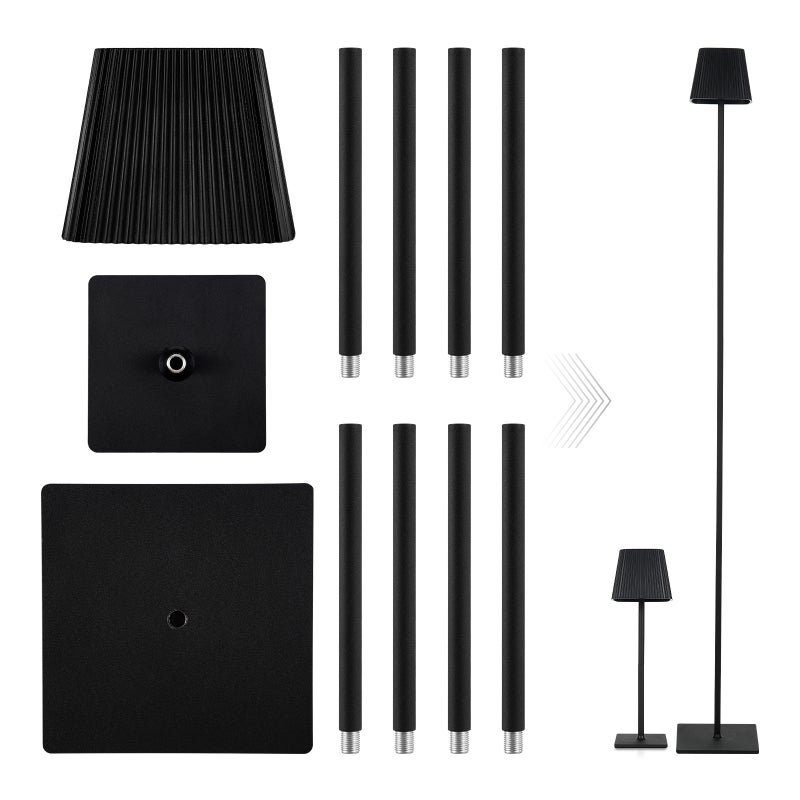 مصباح طاولة LED: تصميم ثنائي الوظيفة أسود - مصباح أرضي LED بثلاث درجات حرارة لونية قابلة للتباين اللانهائي بالتحكم باللمس للمكتب المنزلي وغرفة النوم والقراءة والاسترخاء - Image 1