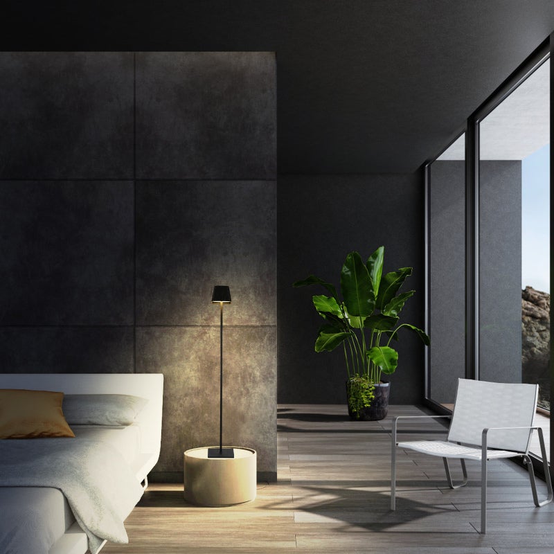 مصباح طاولة LED: تصميم ثنائي الوظيفة أسود - مصباح أرضي LED بثلاث درجات حرارة لونية قابلة للتباين اللانهائي بالتحكم باللمس للمكتب المنزلي وغرفة النوم والقراءة والاسترخاء - Image 3