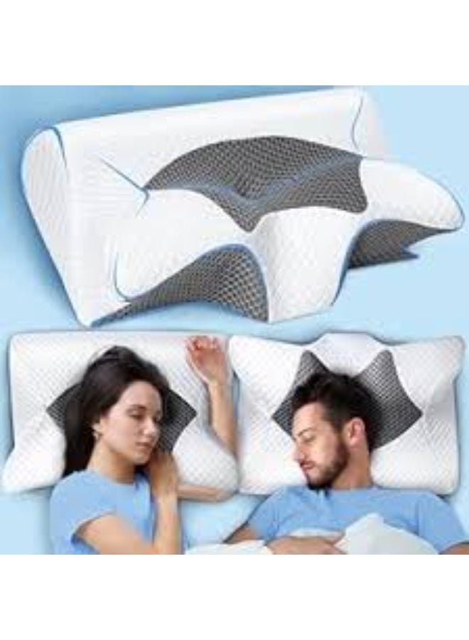 EMAAZZ LLC Ergonomic Memory Foam Cervical Pillow for Neck and Shoulder Pain Relief, Orthopedic Contour Sleeping Pillow with Cooling Breathable Mesh Cover - Image 2