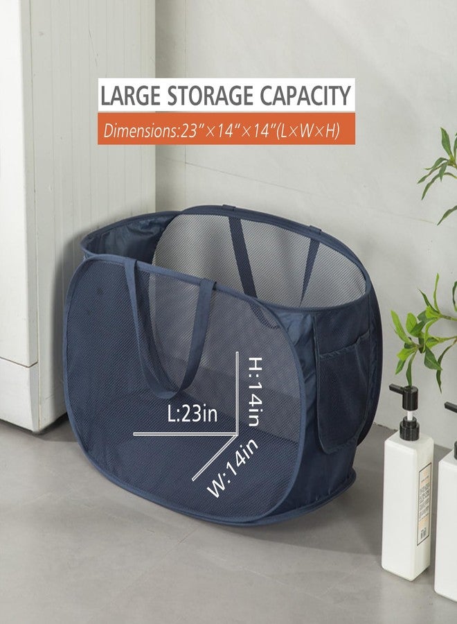 HONOMA Sturdy Mesh Laundry Hamper Basket Bag,Pop up Basket with Side Pocket for Laundry Room, Bathroom, Kids Room, College Dorm or Travel (Pop Horizontal, Grey) - Image 4