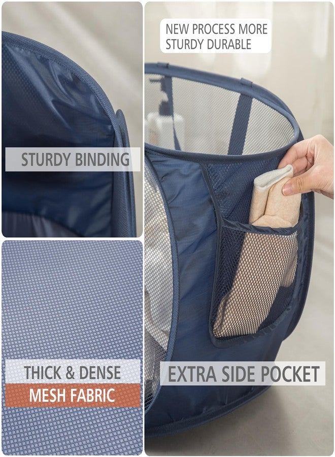 HONOMA Sturdy Mesh Laundry Hamper Basket Bag,Pop up Basket with Side Pocket for Laundry Room, Bathroom, Kids Room, College Dorm or Travel (Pop Horizontal, Grey) - Image 5