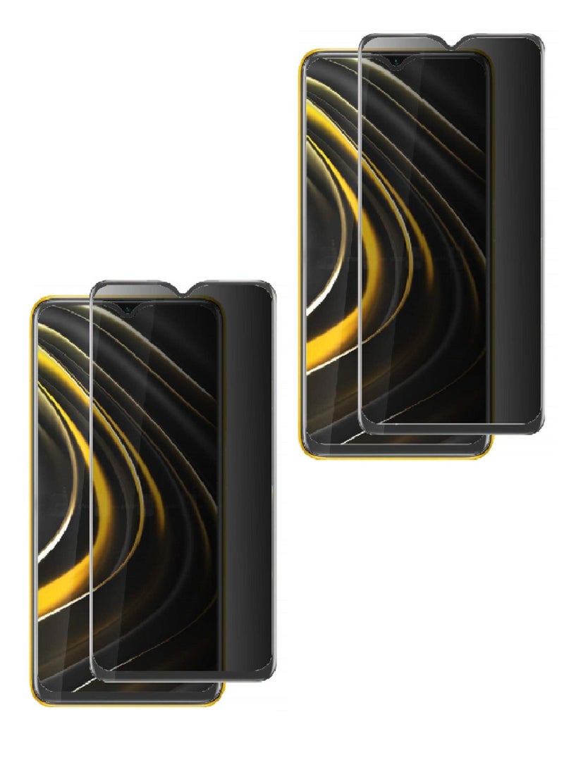 Super 2 Pieces Tempered Glass Screen Protector Anti-Spy Privacy Designed For Xiaomi Poco M3 Full Screen Coverage And Bubble Free - Image 1