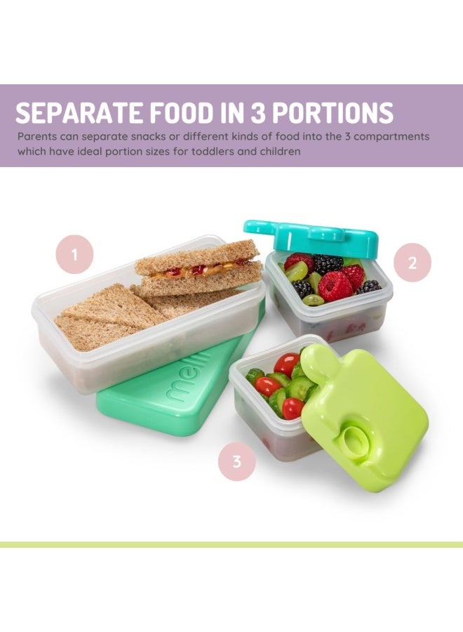 melii صندوق بينتو مقاوم للتسرب وآمن للاستخدام في الميكروويف والفريزر - حاوية تخزين طعام ممتعة مكونة من 3 أقسام للأطفال والكبار - Image 5