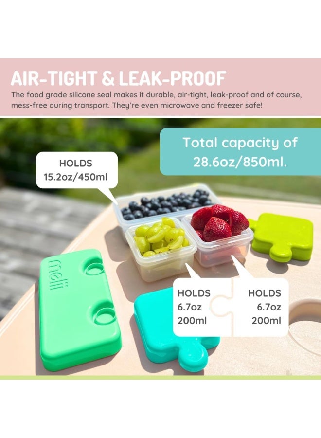 melii صندوق بينتو مقاوم للتسرب وآمن للاستخدام في الميكروويف والفريزر - حاوية تخزين طعام ممتعة مكونة من 3 أقسام للأطفال والكبار - Image 4