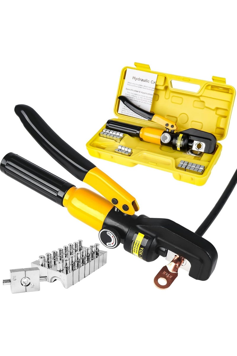 Oasisgalore Hydraulic Crimping Tool Output 10 Tons, Includes 4/6/8/10/16/25/35/50/70mm² Hexagonal Crimping Dies - Image 1