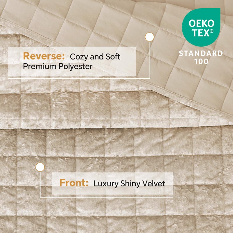 BEDELITE Velvet Quilt Set Queen Size - Luxury Velvet Comforter Bedding Set 3 Pieces, Lightweight Soft Cozy Shiny Urban Taupe Oversized Bedspread Coverlet for All Seasons with 2 Pillow Shams - Image 2