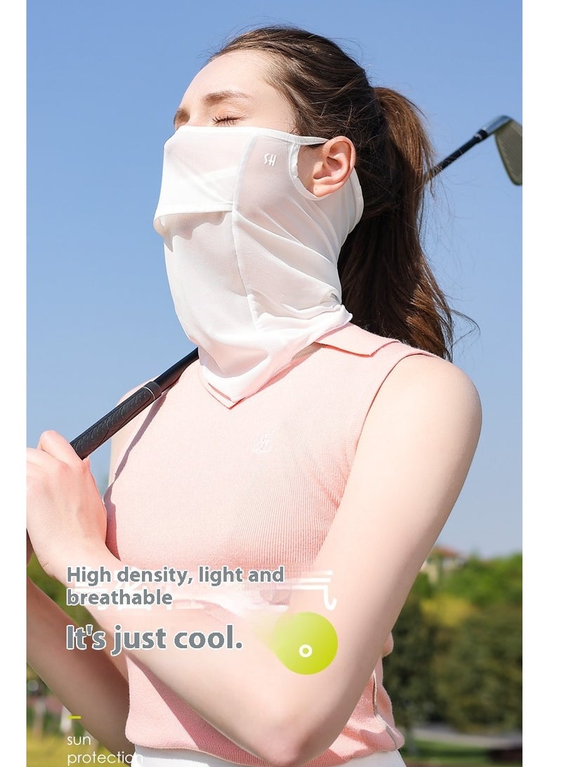 REXCHI Women’s UV 50+ Sun Protection Mask | Full-Face & Neck Coverage Cycling Veil | Breathable Cool Fabric | Anti-UV/UV400 | White - Image 2