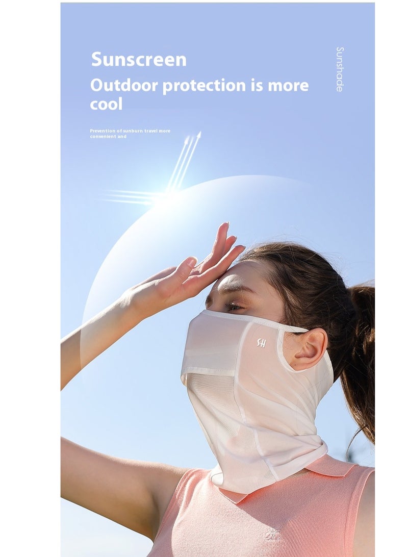 REXCHI Women’s UV 50+ Sun Protection Mask | Full-Face & Neck Coverage Cycling Veil | Breathable Cool Fabric | Anti-UV/UV400 | White - Image 3