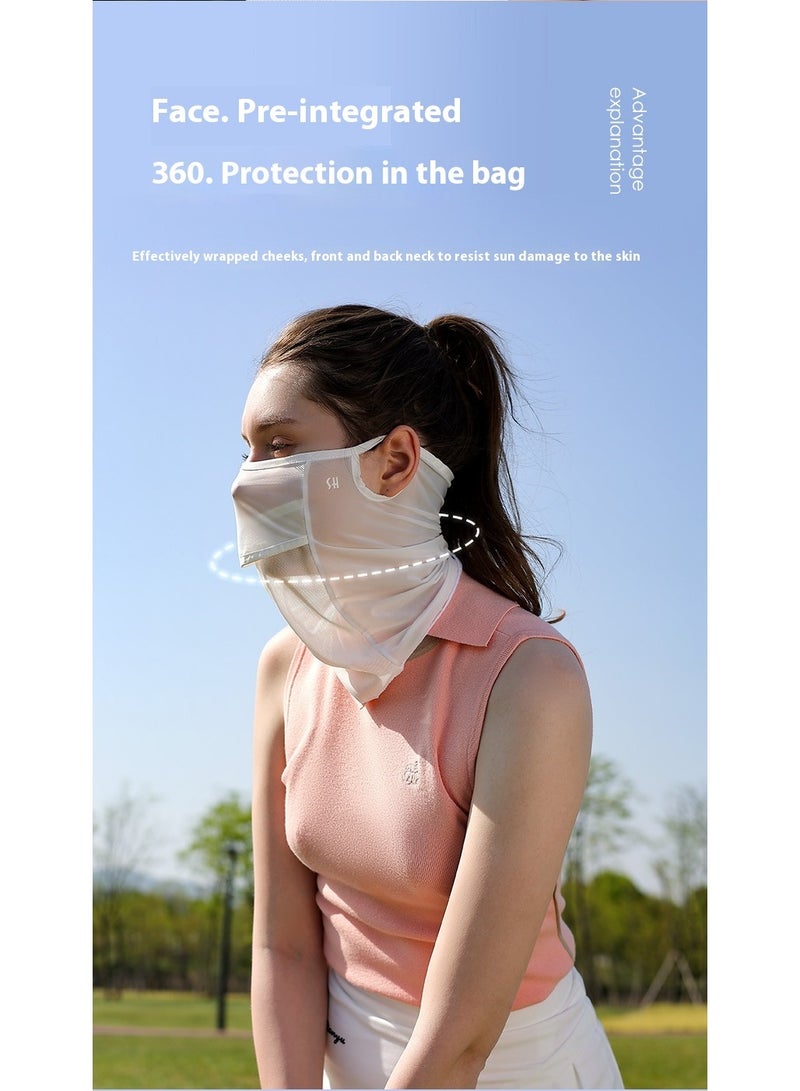 REXCHI Women’s UV 50+ Sun Protection Mask | Full-Face & Neck Coverage Cycling Veil | Breathable Cool Fabric | Anti-UV/UV400 | White - Image 4