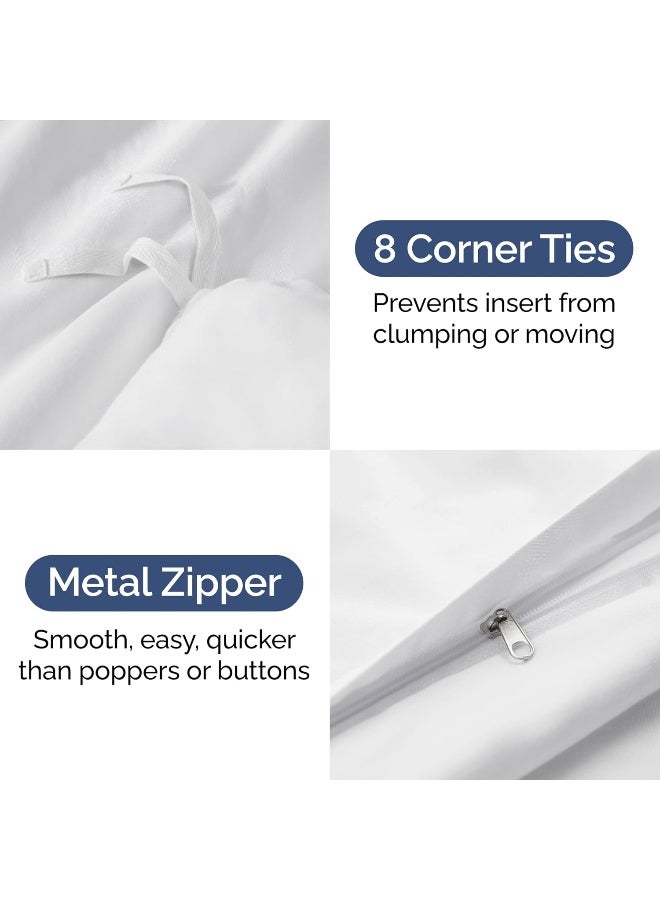 CGK Unlimited Queen Size Duvet Cover Set - Extra Soft, 90" x 90" - 2 Pillow Shams - Hotel Luxury, Easy Care & Fade Free - Comforter Cover w/ Zipper Closures & Ties (White) - Image 4