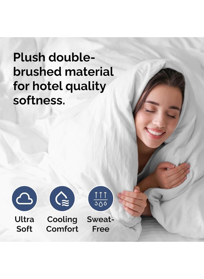 CGK Unlimited Queen Size Duvet Cover Set - Extra Soft, 90" x 90" - 2 Pillow Shams - Hotel Luxury, Easy Care & Fade Free - Comforter Cover w/ Zipper Closures & Ties (White) - Image 3
