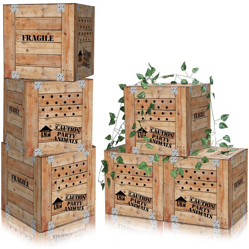 Jiytivity 6 PCS Jungle Party Boxes 12 x 12 x 12 Inch Safari Animal Boxes Jungle Party Favor Letter Boxes for Baby Shower Gender Reveal Birthday Supplies Tropical Woodland Zoo Wild Animal Decoration Gifts - Image 1