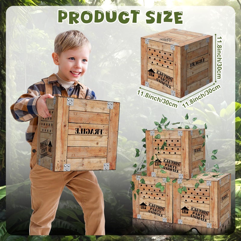 Jiytivity 6 PCS Jungle Party Boxes 12 x 12 x 12 Inch Safari Animal Boxes Jungle Party Favor Letter Boxes for Baby Shower Gender Reveal Birthday Supplies Tropical Woodland Zoo Wild Animal Decoration Gifts - Image 2