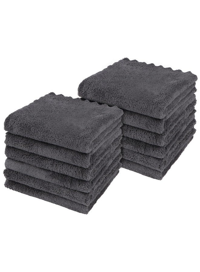 Orighty Ultra Soft Washcloths 12 Pack, Premium Microfiber Towel Sets 12 X 12 Inches, Absorbent And Quick Drying Coral Velvet Washcloth, Multi-Purpose Wash Cloths For Bathroom, Hotel, And Gym (Grey) - Image 1