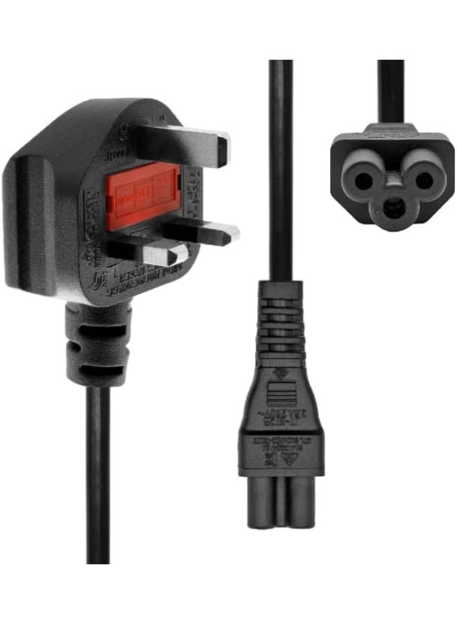 Type-G (1.8-Meter) Laptop Charger Power Cable Cord - 3-Pin For Laptop/Computers/LCD Screens/Video Games/Notebooks/Printers/SMPS, & Lack TFT/CRT Monitors Power Cord, With A 3-Pin Adapter. - Image 1