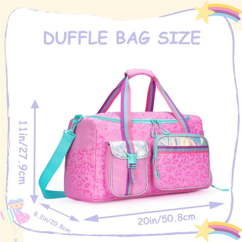 Oruiji Kids Duffle Bag Girls Women Travel Bag Gifts Overnight Bags for Girls Women Tote Sleepover Gym Dance Bags for Kids with Shoes Compartment - Image 2