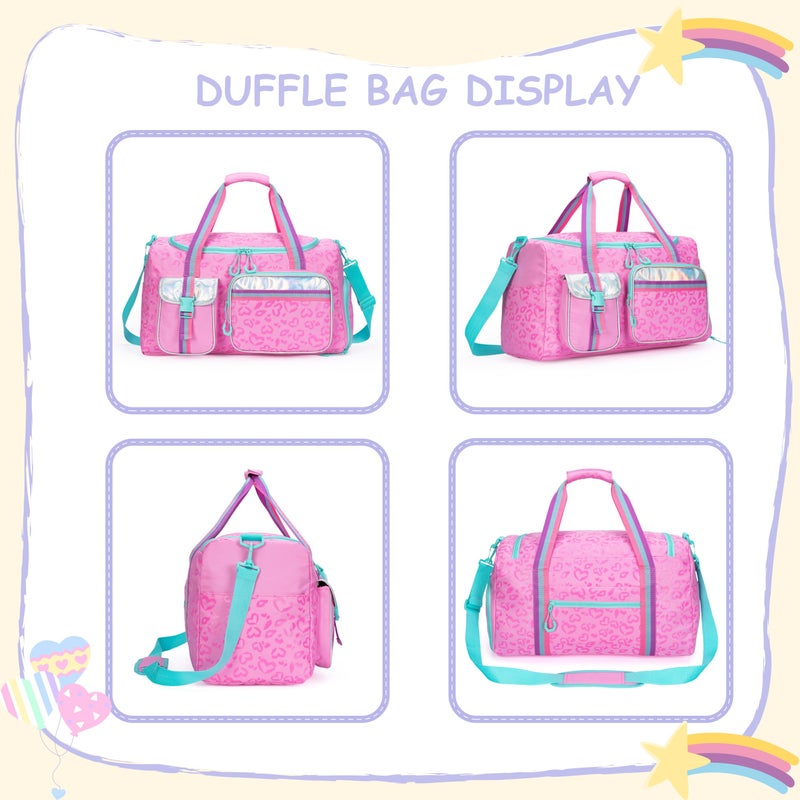 Oruiji Kids Duffle Bag Girls Women Travel Bag Gifts Overnight Bags for Girls Women Tote Sleepover Gym Dance Bags for Kids with Shoes Compartment - Image 3