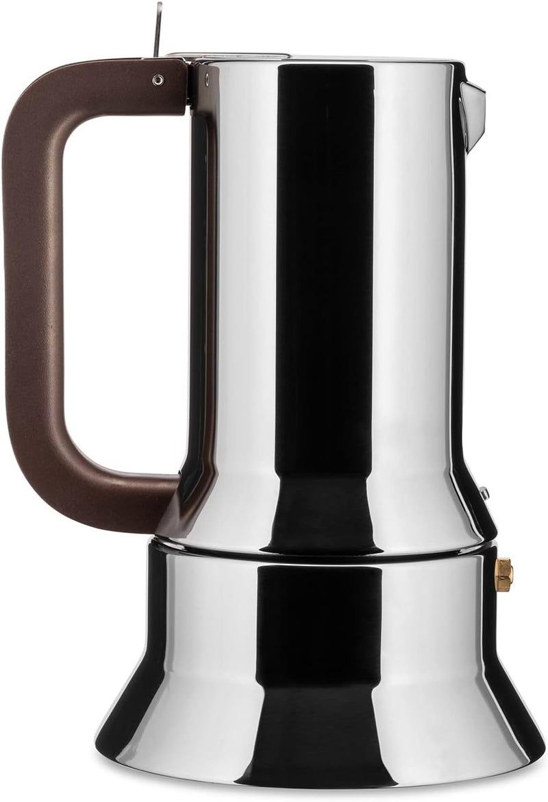 Alessi 6-Cup Espresso Coffee Maker - 18/10 Stainless Steel, Mirror Polished with Magnetic Heat Diffusing Bottom - Image 1