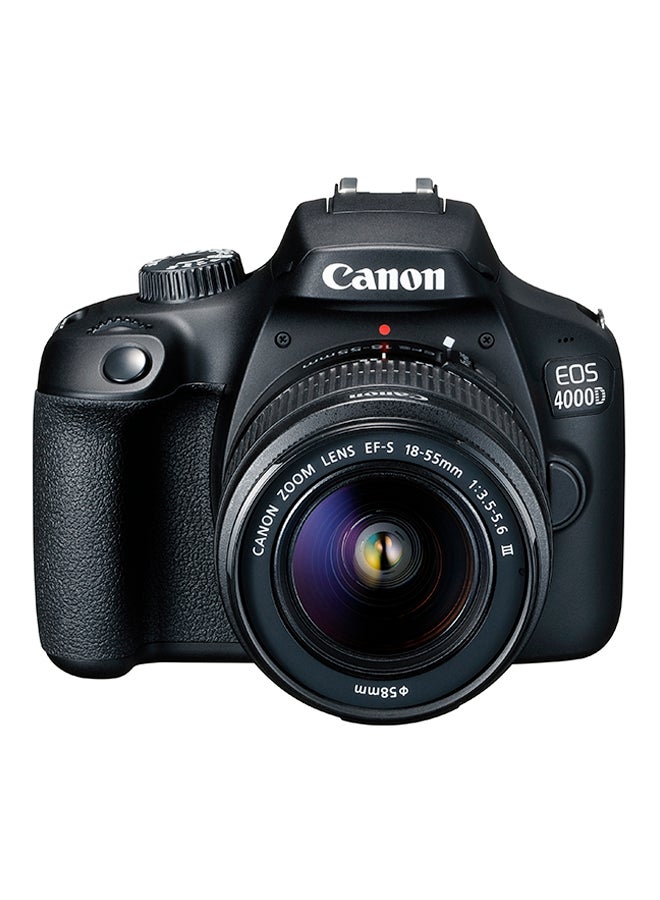 كانون كاميرا EOS 4000D رقمية بعدسة أحادية عاكسة مع عدسة EF-S III بفتحة f/3.5-5.6 وبعد بؤري 18-55 مم بدقة 18 ميجابكسل مع تقنية واي فاي مدمجة - Image 1