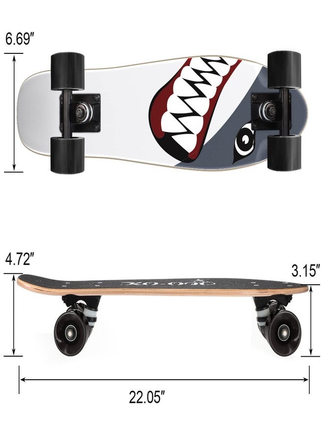 KO-ON Skateboard Complete Skateboards 22 Inch Mini Cruiser Skateboards for Beginners Kids Boys and Girls (Shark) - Image 2