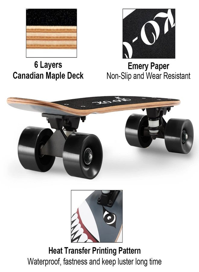 KO-ON Skateboard Complete Skateboards 22 Inch Mini Cruiser Skateboards for Beginners Kids Boys and Girls (Shark) - Image 4