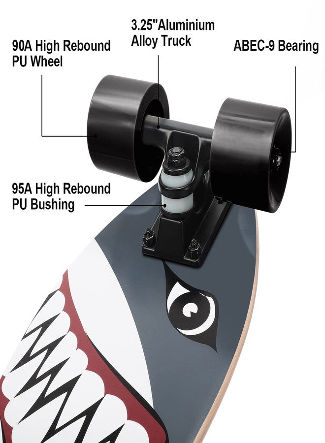 KO-ON Skateboard Complete Skateboards 22 Inch Mini Cruiser Skateboards for Beginners Kids Boys and Girls (Shark) - Image 3