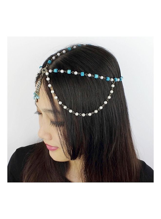 NIBEMINENT Chain Headband Silver/Blue/White - Image 1