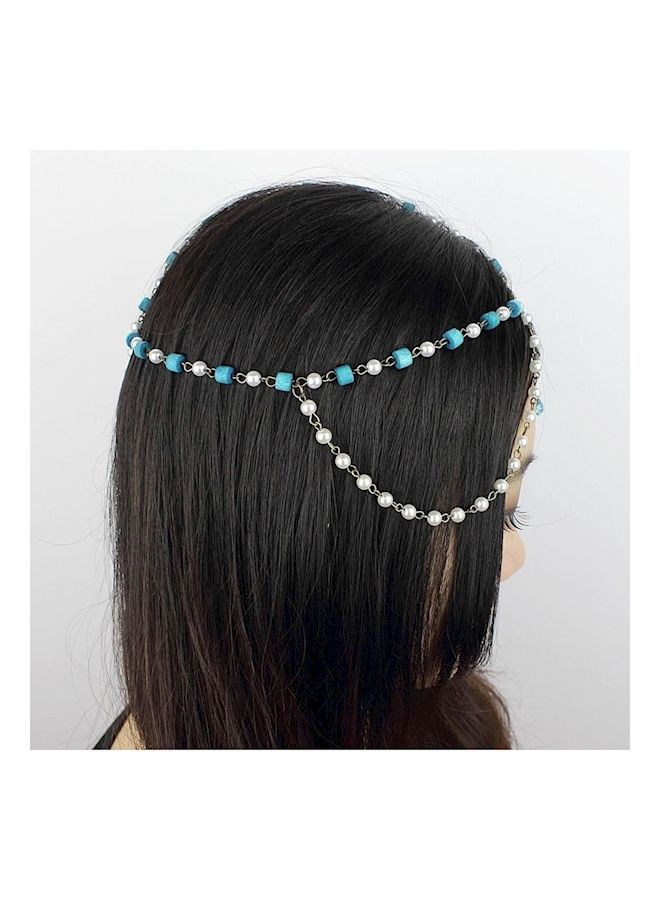 NIBEMINENT Chain Headband Silver/Blue/White - Image 2
