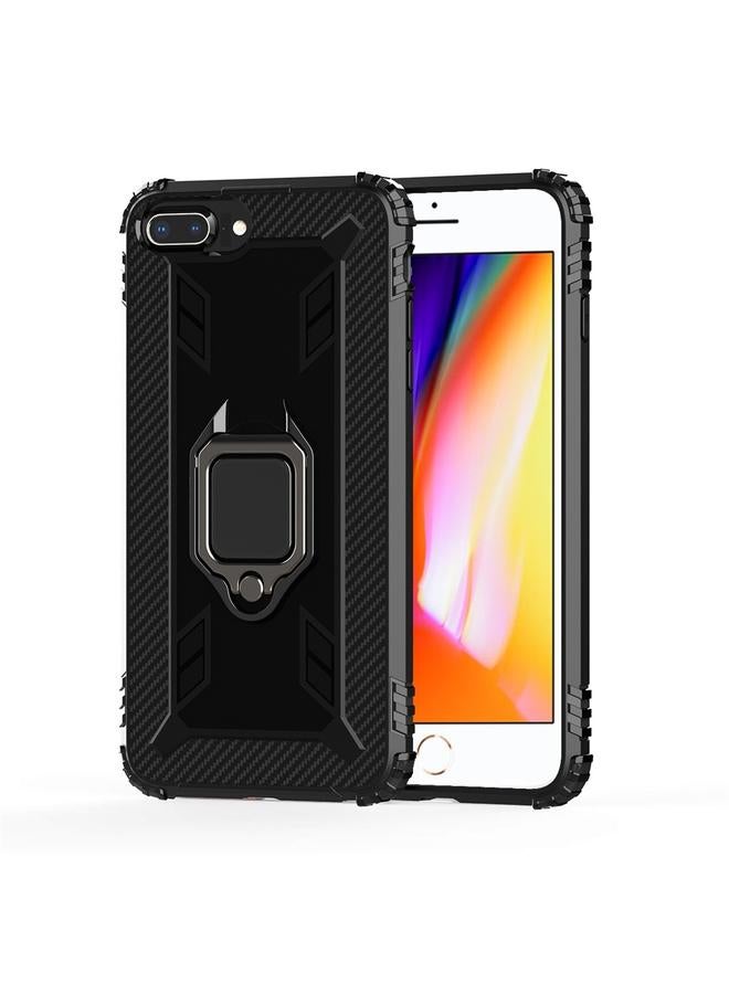 S-TOP Case For iPhone 6 Plus / 7 Plus / 8 Plus Carbon Fiber Protective Case with 360 Degree Rotating Ring Holder - Image 1