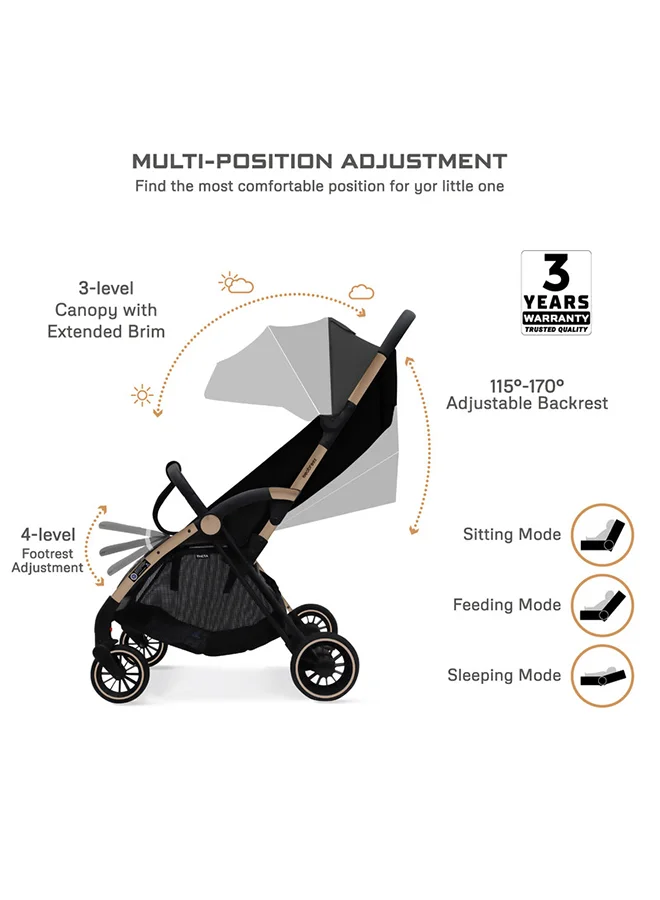 neobreez THETA Auto Fold Compact Lightweight Travel Toddler Baby Stroller,  Self-Stand Baby Trolley,  Pushchair,  Waterproof UPF 50+ Canopy, 0-4yrs,  22kg,  3yrs Warranty