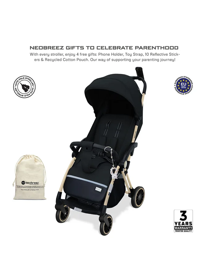 neobreez THETA Auto Fold Compact Lightweight Travel Toddler Baby Stroller,  Self-Stand Baby Trolley,  Pushchair,  Waterproof UPF 50+ Canopy, 0-4yrs,  22kg,  3yrs Warranty