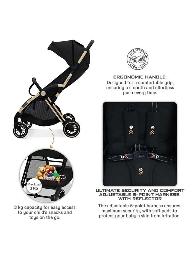 neobreez THETA Auto Fold Compact Lightweight Travel Toddler Baby Stroller,  Self-Stand Baby Trolley,  Pushchair,  Waterproof UPF 50+ Canopy, 0-4yrs,  22kg,  3yrs Warranty