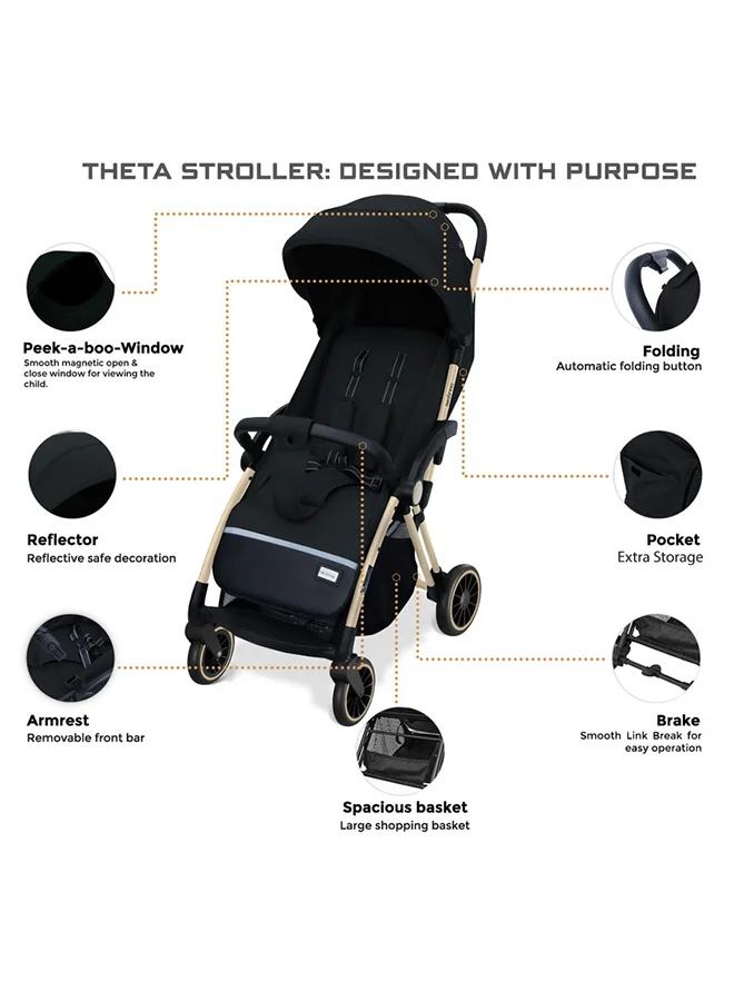 neobreez THETA Auto Fold Compact Lightweight Travel Toddler Baby Stroller,  Self-Stand Baby Trolley,  Pushchair,  Waterproof UPF 50+ Canopy, 0-4yrs,  22kg,  3yrs Warranty