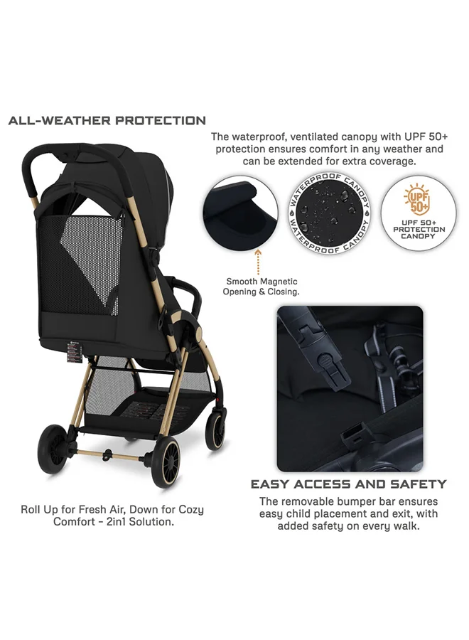 neobreez THETA Auto Fold Compact Lightweight Travel Toddler Baby Stroller,  Self-Stand Baby Trolley,  Pushchair,  Waterproof UPF 50+ Canopy, 0-4yrs,  22kg,  3yrs Warranty