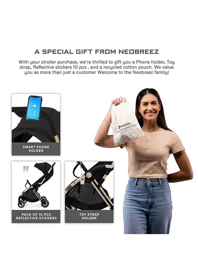 neobreez THETA Auto Fold Compact Lightweight Travel Toddler Baby Stroller,  Self-Stand Baby Trolley,  Pushchair,  Waterproof UPF 50+ Canopy, 0-4yrs,  22kg,  3yrs Warranty