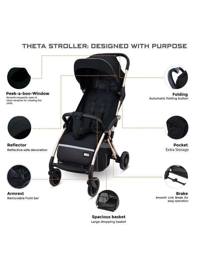 neobreez THETA Auto Fold Compact Lightweight Travel Toddler Baby Stroller,  Self-Stand Baby Trolley,  Pushchair,  Waterproof UPF 50+ Canopy, 0-4yrs,  22kg,  3yrs Warranty