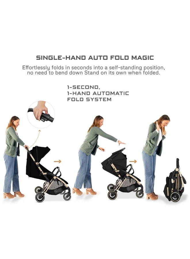 neobreez THETA Auto Fold Compact Lightweight Travel Toddler Baby Stroller,  Self-Stand Baby Trolley,  Pushchair,  Waterproof UPF 50+ Canopy, 0-4yrs,  22kg,  3yrs Warranty