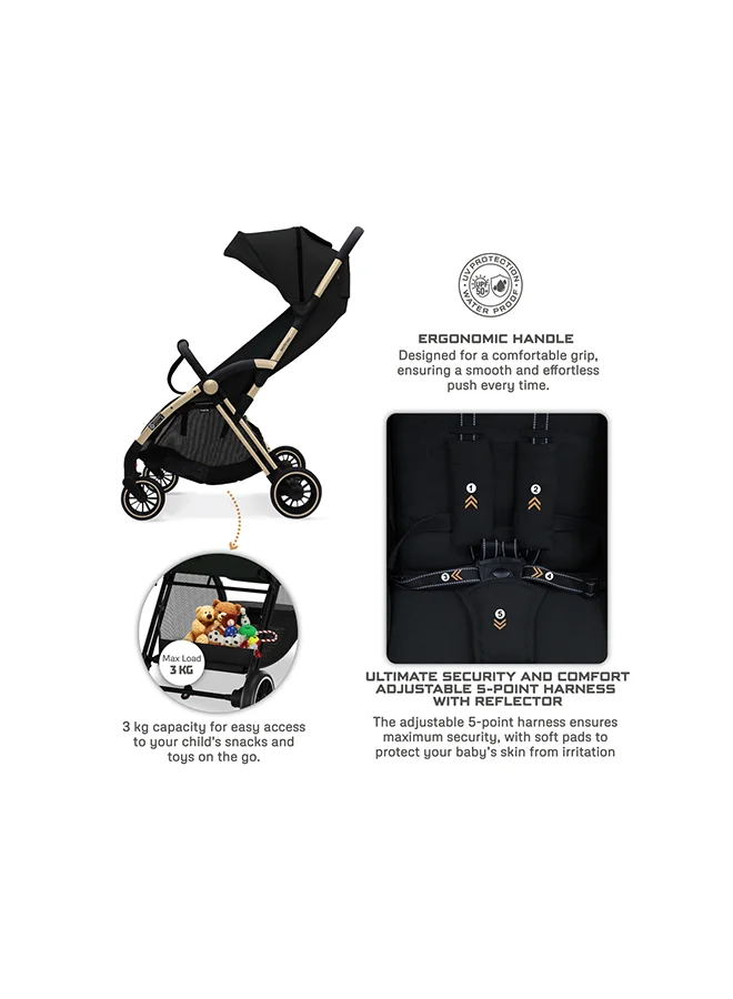 neobreez THETA Auto Fold Compact Lightweight Travel Toddler Baby Stroller,  Self-Stand Baby Trolley,  Pushchair,  Waterproof UPF 50+ Canopy, 0-4yrs,  22kg,  3yrs Warranty