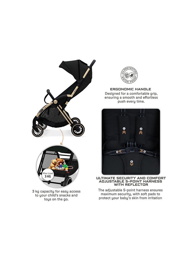 neobreez THETA Auto Fold Compact Lightweight Travel Toddler Baby Stroller,  Self-Stand Baby Trolley,  Pushchair,  Waterproof UPF 50+ Canopy, 0-4yrs,  22kg,  3yrs Warranty - Image 3